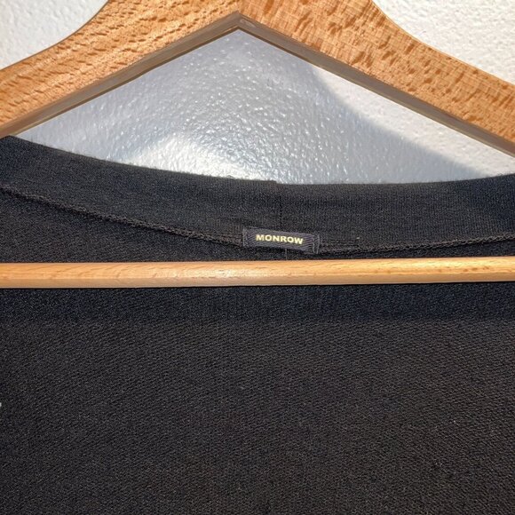 Monrow Black Drape Front Long Sleeve Top Size M Modal Blend Womens Sweater - Picture 2 of 6